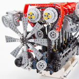 RB DOHC Parallel Twin - Turbo Four - Valve Inline Six - Cylinder MOC Engine Model Klemmbausteine - LesDiyLesDiy