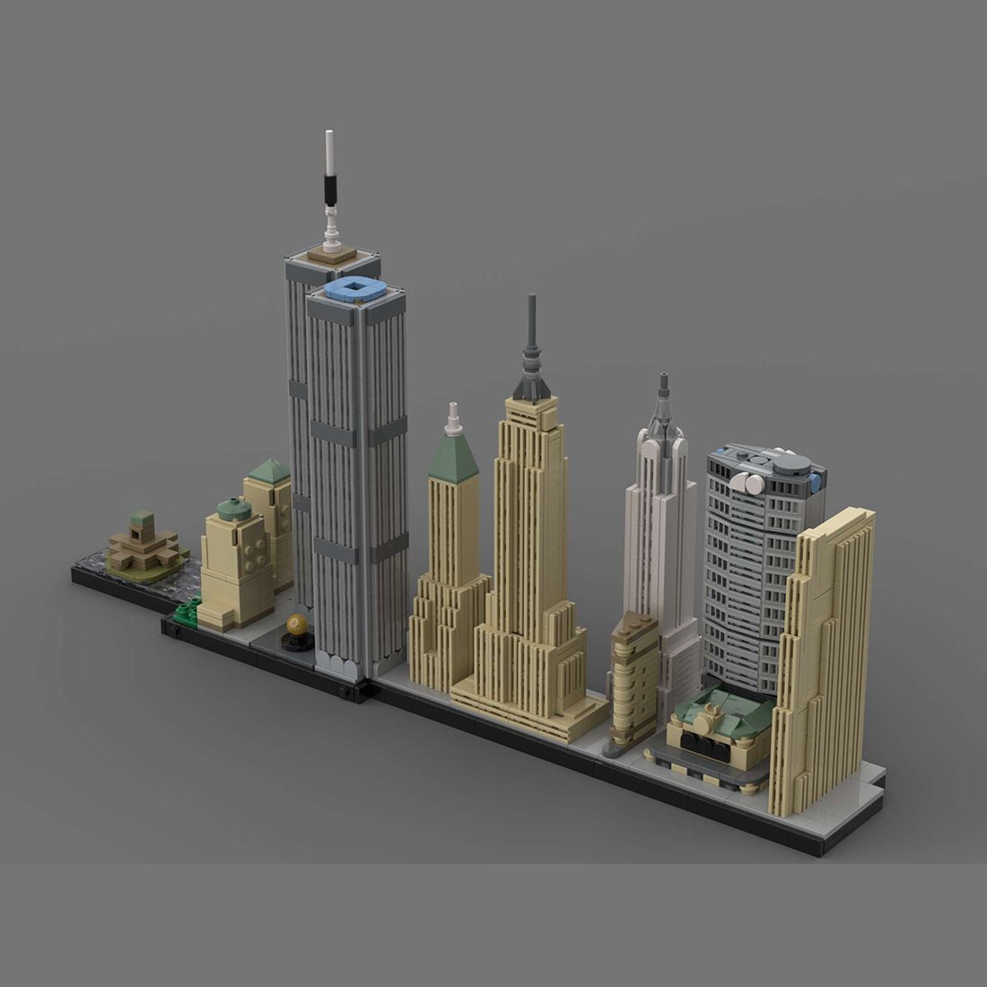 Skyline von New York Manhattan im Maßstab 1/2000 Klemmbausteine - LesDiyLesDiy