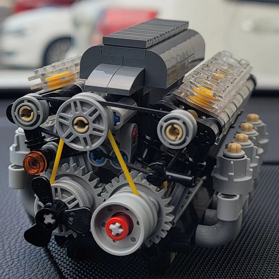 V8 - Motor mit Gearbox Tech Engine Klemmbausteine - LesDiyLesDiy